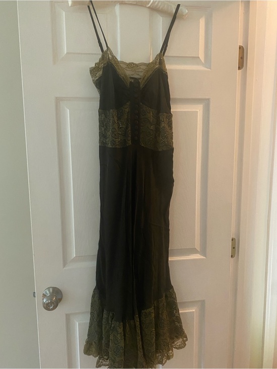 Chasing Unicorns Dresses & Skirts - Chasing Unicorns Black Slip Dress with Olive Lace Trim